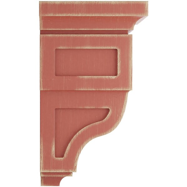 Ekena Millwork 5"W x 5 3/4"D x 10"H Medium Reyes Wood Vintage Decor Corbel, Salvage Red - CORWD05X05X10RYRD