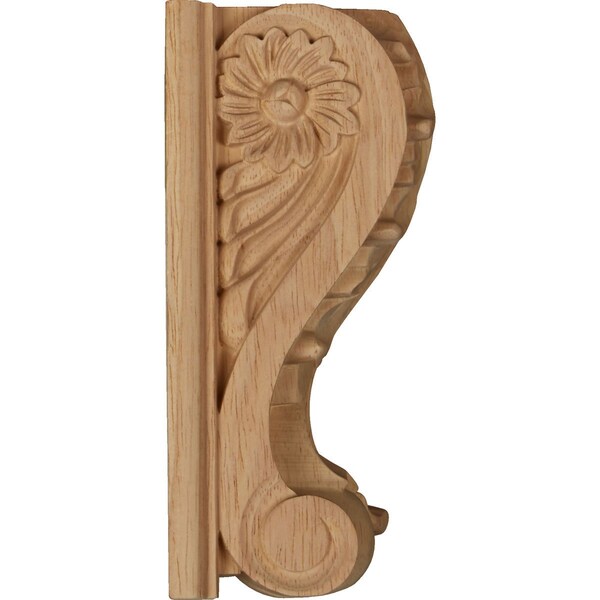 Ekena Millwork 5"W x 3"D x 6 1/2"H Large Acanthus Block w/ Backplate Wood Corbel, Rubberwood - CORW05X03X07ABRW