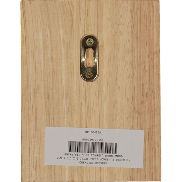 Ekena Millwork 5"W x 3"D x 6 1/2"H Large Acanthus Block w/ Backplate Wood Corbel, Rubberwood - CORW05X03X07ABRW