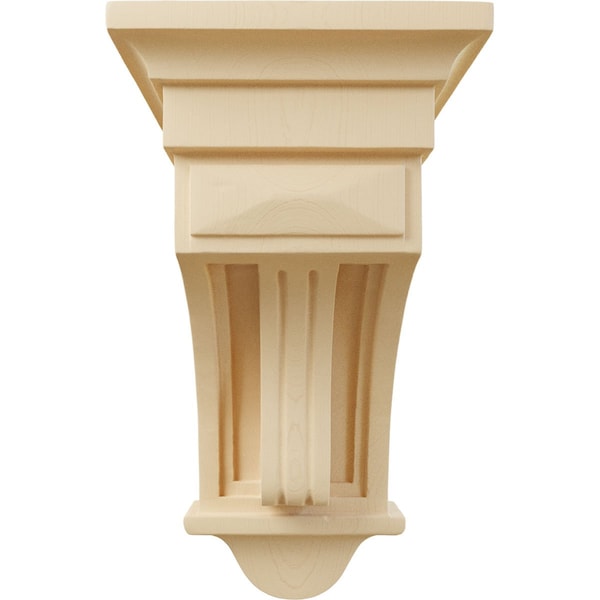 Ekena Millwork 6 1/2"W x 6 1/2"D x 12"H Raised Fluting Corbel, Maple - COR06X06X12RAMA