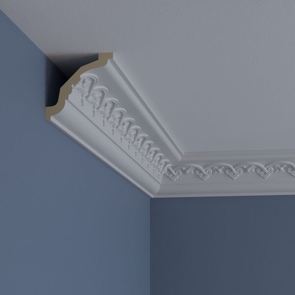 Ekena Millwork 3 3/8"H x 3 1/2"P x 4 7/8"F x 94 1/2"L Lisbon Crown Moulding - MLD03X04X05LI
