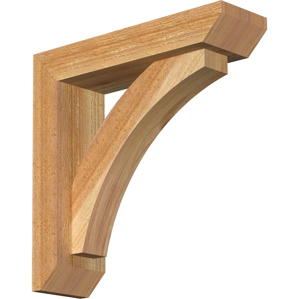 Ekena Millwork Thorton Slat Rough Sawn Bracket w/ Offset Brace, Western Red Cedar, 4"W x 14"D x 14"H - BKT0402X14X14THR06RWR
