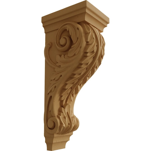 Ekena Millwork 6"W x 7 1/2"D x 18"H Extra Large Acanthus Wood Corbel, Alder - CORW06X08X18ACAL
