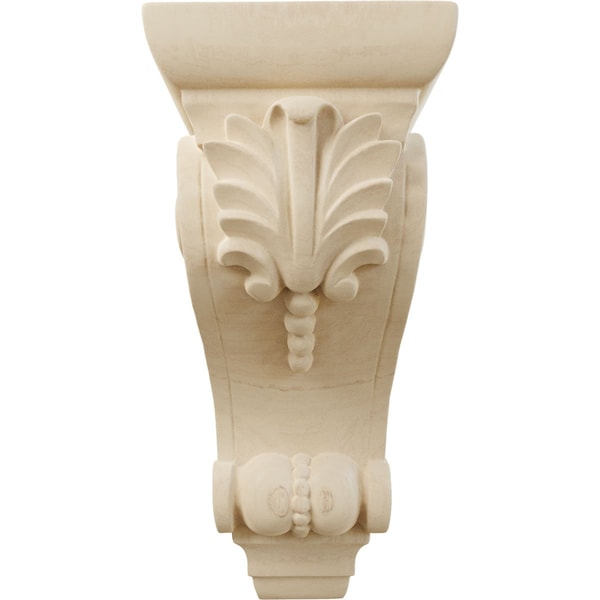 Ekena Millwork 3 3/4"W x 4 3/8"D x 8 1/2"H Medium Fig Leaf Corbel, Rubberwood - COR03X04X08FIRW