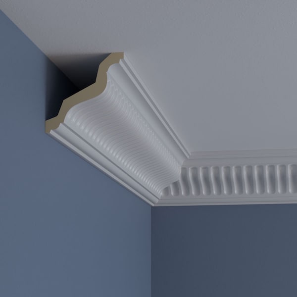 Ekena Millwork 4"H x 4"P x 5 5/8"F x 94 1/2"L, (7/8" Repeat), Linus Crown Moulding - MLD04X04X06LI