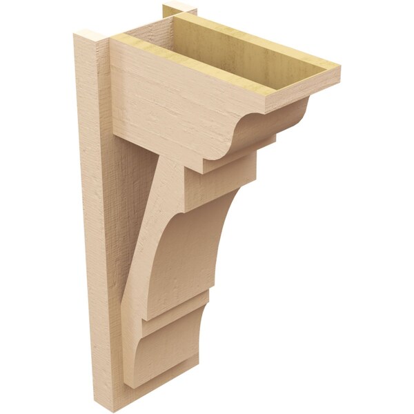 Ekena Millwork 8-in W x 14-in D x 26-in H Balboa Trad Rough Cedar Woodgrain TimberThane Outlooker, Primed Tan - OUTUR080X14X26BOA04RCPR