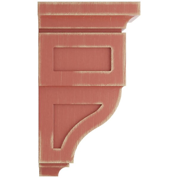 Ekena Millwork 6"W x 6 3/4"D x 12"H Large Reyes Wood Vintage Decor Corbel, Salvage Red - CORWD06X06X12RYRD