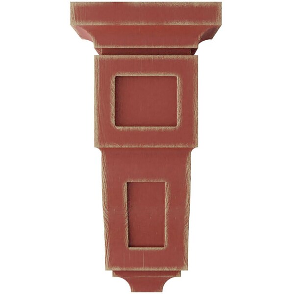 Ekena Millwork 6"W x 6 3/4"D x 12"H Large Reyes Wood Vintage Decor Corbel, Salvage Red - CORWD06X06X12RYRD