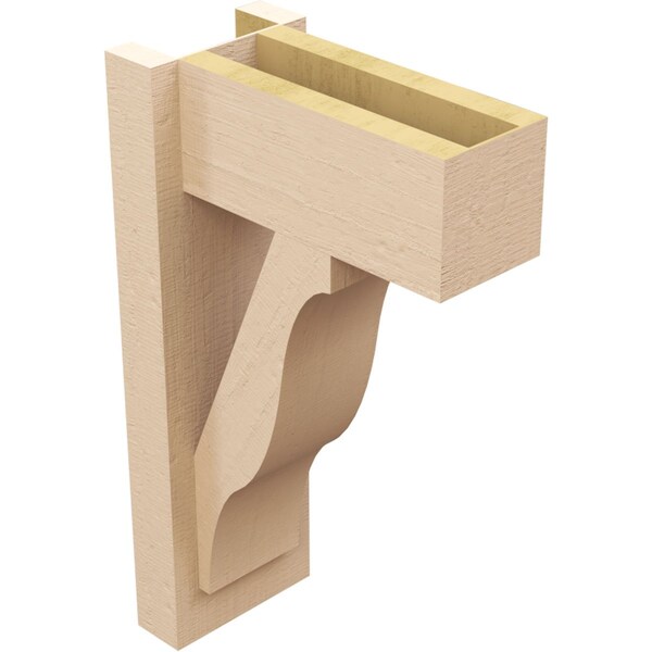Ekena Millwork 6-in W x 12-in D x 20-in H Funston Block Rough Cedar Woodgrain TimberThane Outlooker, Primed Tan - OUTUR060X12X20FST44RCPR