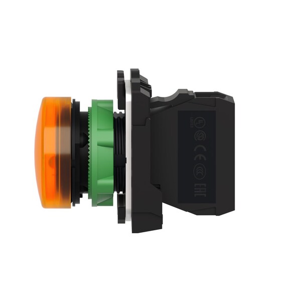 Schneider Electric Pilot light, Harmony XB5, grey plastic, orange, 22mm, universal LED, plain lens, 230.240V AC - XB5AVM5