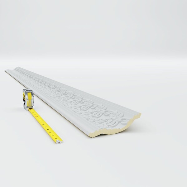 Ekena Millwork 4 3/4"H x 4 1/2"P x 6 5/8"F x 94 1/2"L, (3 7/8" Repeat), Floral Crown Moulding - MLD04X04X06FL