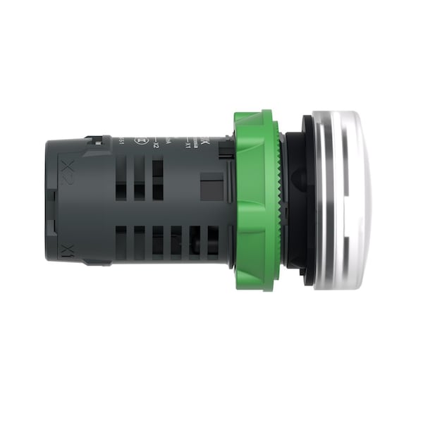 Schneider Electric Monolithic pilot light, Harmony XB5, grey plastic, white, 22mm, universal LED, plain lens, 230.240V AC - XB5EVM1