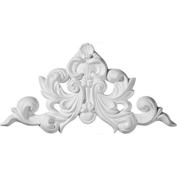 Ekena Millwork 8 7/8"W x 4 3/4"H x 3/4"P Ashford Shell Center with Scrolls Onlay - ONL08X04X01AS