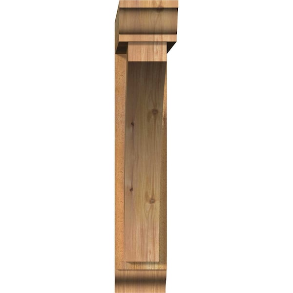 Ekena Millwork Thorton Traditional Rough Sawn Bracket w/ Offset Brace, Western Red Cedar, 6"W x 28"D x 32"H - BKT0604X28X32THR01RWR
