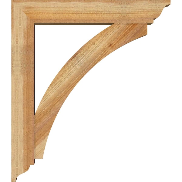 Ekena Millwork Thorton Traditional Rough Sawn Bracket w/ Offset Brace, Western Red Cedar, 6"W x 28"D x 32"H - BKT0604X28X32THR01RWR