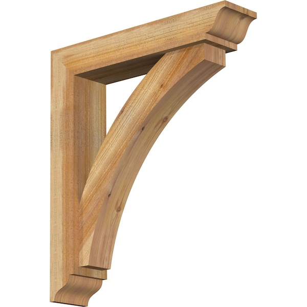 Ekena Millwork Thorton Traditional Rough Sawn Bracket w/ Offset Brace, Western Red Cedar, 6"W x 28"D x 32"H - BKT0604X28X32THR01RWR
