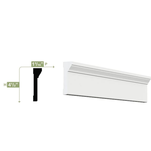 Ekena Millwork 4 1/2"H x 1 1/4"P x 96"L Back Band Casing Moulding, PVC - CAS05X01X96BBSWPV