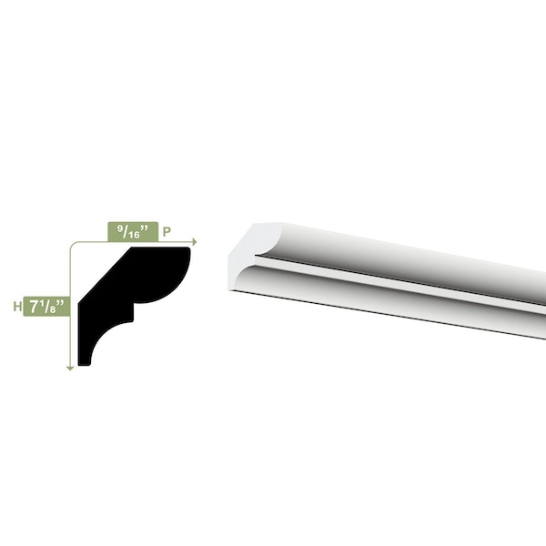 Ekena Millwork WM75 - 1 1/8"H x 1/8"P x 96"L Bed Moulding, PVC - WM75X96SWPV
