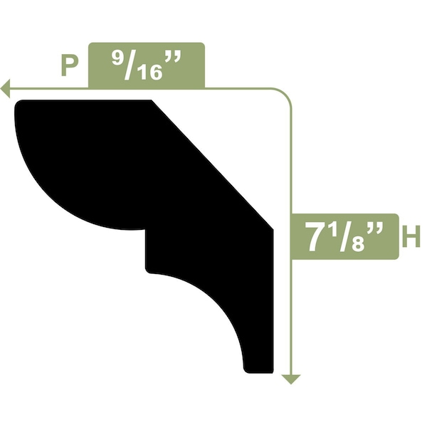 Ekena Millwork WM75 - 1 1/8"H x 1/8"P x 96"L Bed Moulding, PVC - WM75X96SWPV