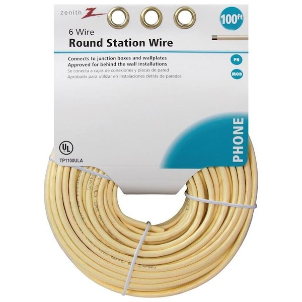 Cable de Teléfono Zenith, Cable de calibre 24 AWG, Cubierta color almendra - TP1100ULA