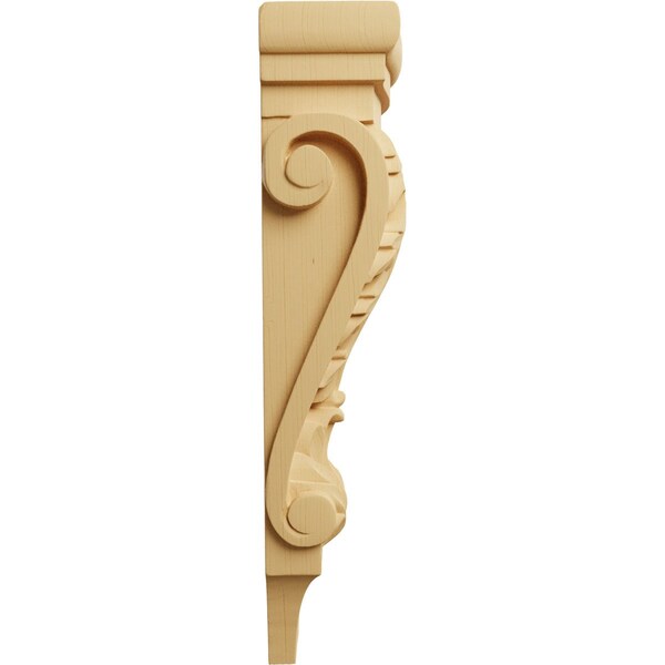 Ekena Millwork 5 1/8"W x 3 3/8"D x 15 1/2"H Medium Acanthus Pilaster Wood Corbel, Alder - CORW05X03X16PAAL
