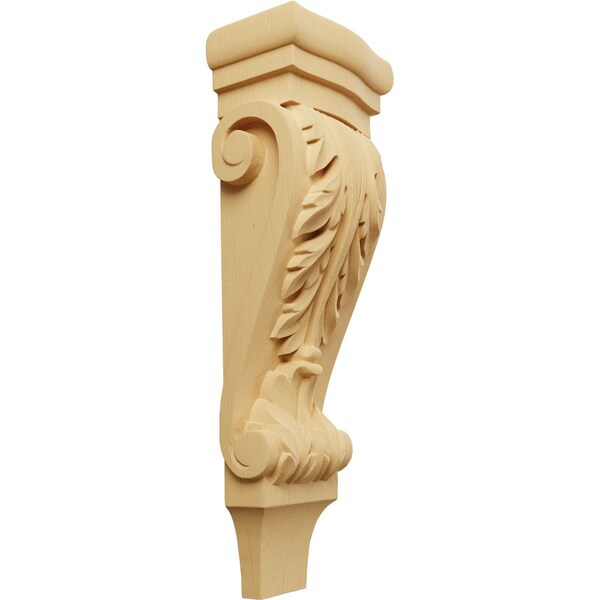 Ekena Millwork 5 1/8"W x 3 3/8"D x 15 1/2"H Medium Acanthus Pilaster Wood Corbel, Alder - CORW05X03X16PAAL