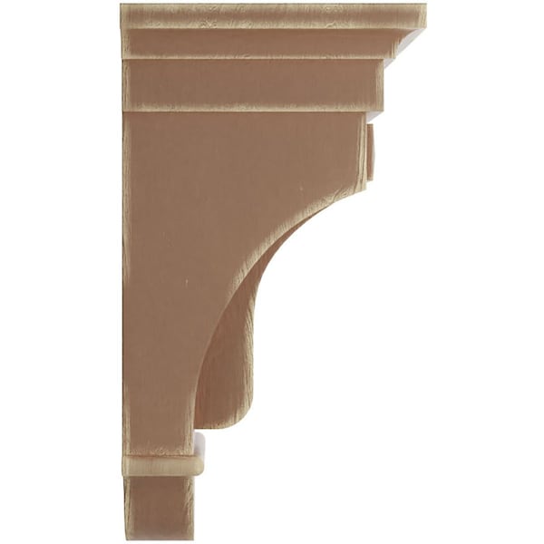 Ekena Millwork 6 1/2"W x 6 1/2"D x 12"H Raised Fluting Wood Vintage Decor Corbel, Weathered Brown - CORWD06X06X12RABR