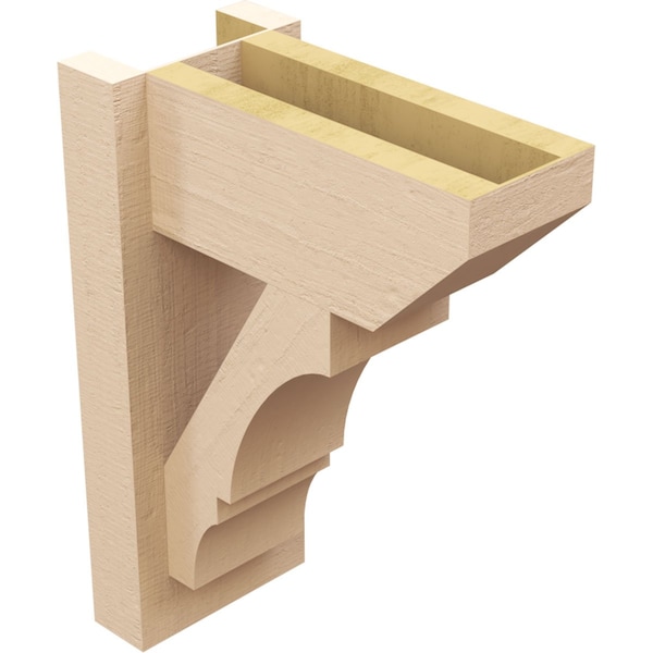 Ekena Millwork 6-in W x 12-in D x 16-in H Balboa Slat Rough Cedar Woodgrain TimberThane Outlooker, Primed Tan - OUTUR060X12X16BOA24RCPR