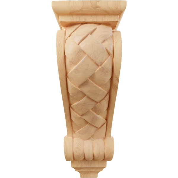 Ekena Millwork 5"W x 7"D x 14"H Large Basket Weave Corbel, Red Oak - CORW05X07X14BWRO