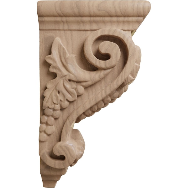 Ekena Millwork 3 1/2"W x 4"D x 7"H Small Grape Corbel, Mahogany - CORW03X04X07GRGM