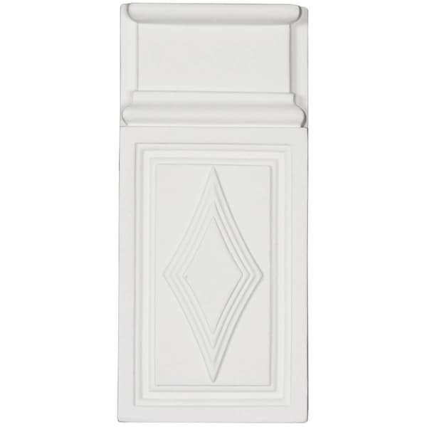 Ekena Millwork Plinth Block, Polyurethane, 9-5/8 in H, 4-3/8 in W, Factory Primed - PB04X10X01DI