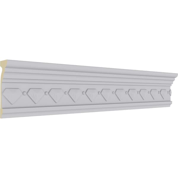Ekena Millwork 3 1/2"H x 1 1/8"P x 3 5/8"F x 94 1/2"L, (1 5/8" Repeat), Franklin Crown Moulding - MLD03X01X03FN