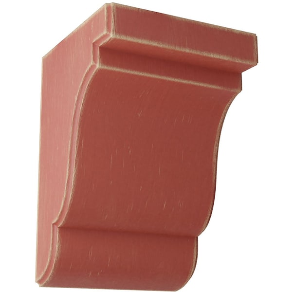 Ekena Millwork 5 1/4"W x 5"D x 7 1/2"H Bedford Wood Vintage Decor Bracket, Salvage Red - BKTWD05X05X08BERD