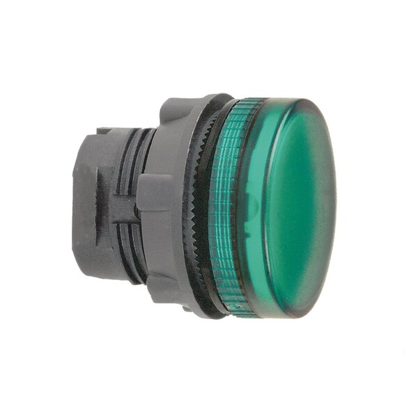 Schneider Electric Head for pilot light, Harmony XB5, green, 22 mm grooved lens ba9s bulb - ZB5AV03S