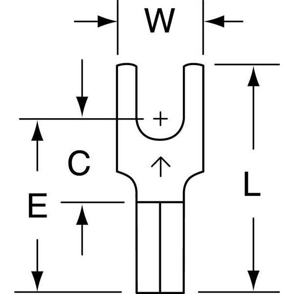 Terminal de horquilla no aislado de 12-10 AWG para tornillo #10, paquete de 50 - M10-10FX
