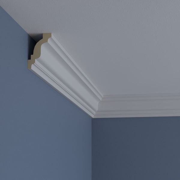 Ekena Millwork 3"H x 2"P x 3 5/8"F x 94 1/2"L Lisbon Traditional Smooth Crown Moulding - MLD03X02X03LI