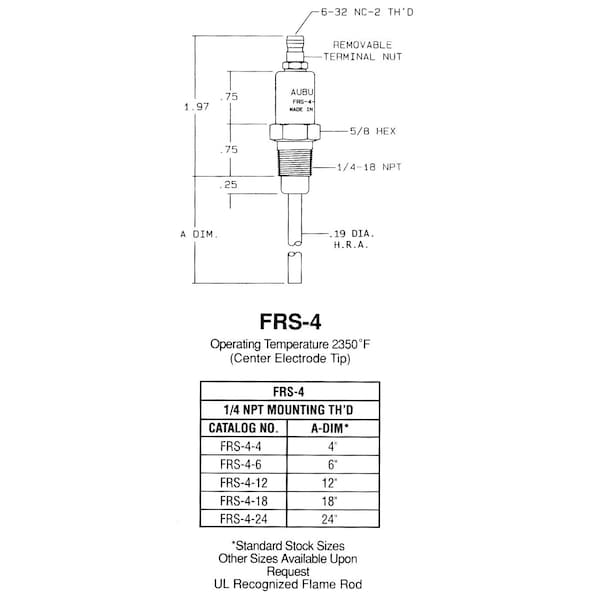 Auburn Frs-4-12  12In Flame Rod 1/4 - CS13041