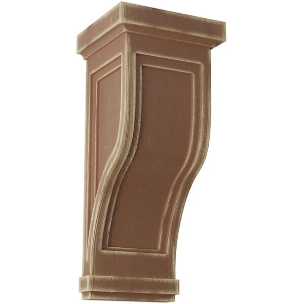 Ekena Millwork 7 1/2"W x 8"D x 17"H Traditional Recessed Wood Vintage Decor Corbel, Weathered Brown - CORWD07X08X17TRBR