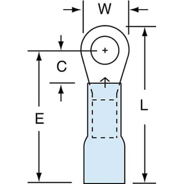 Terminal de anillo termocontraíble de 16-14 AWG #10 Stud PK250 - MH14-10R/LK
