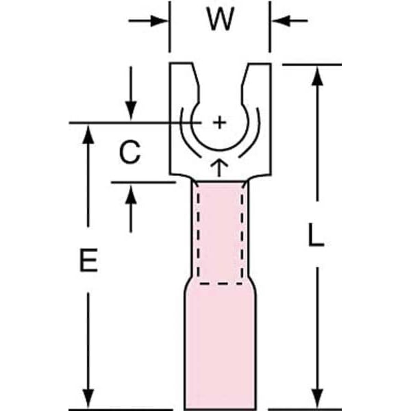 Terminales de horquilla con bloqueo de contracción térmica para 22-18 AWG, calibre #8, paquete de 250 - MH18-8FLK