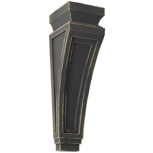 Ekena Millwork 3 7/8"W x 4 1/2"D x 14"H Arts and Crafts Wood Vintage Decor Corbel, Black - CORWD03X04X14ARBL
