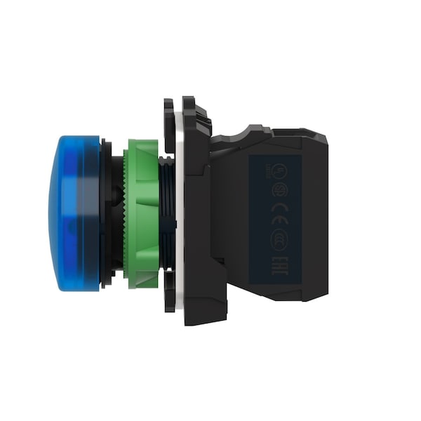 Schneider Electric Pilot light, Harmony XB5, grey plastic, blue, 22mm, universal LED, plain lens, 230.240V AC - XB5AVM6