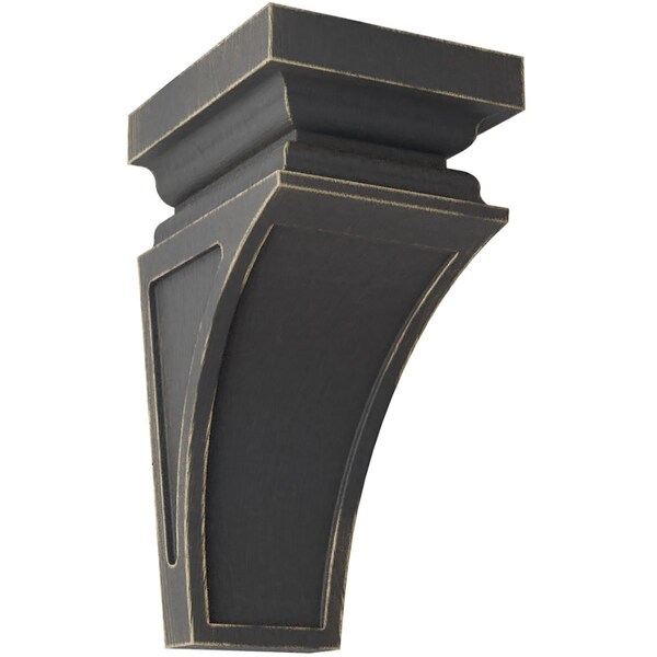 Ekena Millwork 4"W x 4 3/4"D x 8"H Small Nevio Wood Vintage Decor Corbel, Black - CORWD04X04X08NEBL