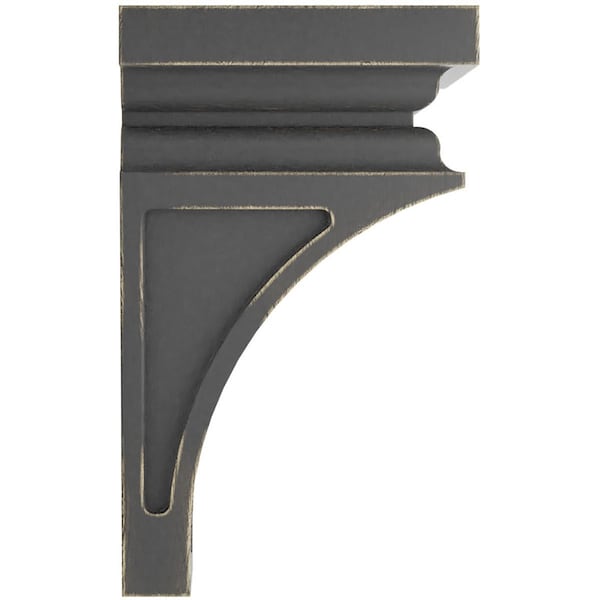 Ekena Millwork 4"W x 4 3/4"D x 8"H Small Nevio Wood Vintage Decor Corbel, Black - CORWD04X04X08NEBL