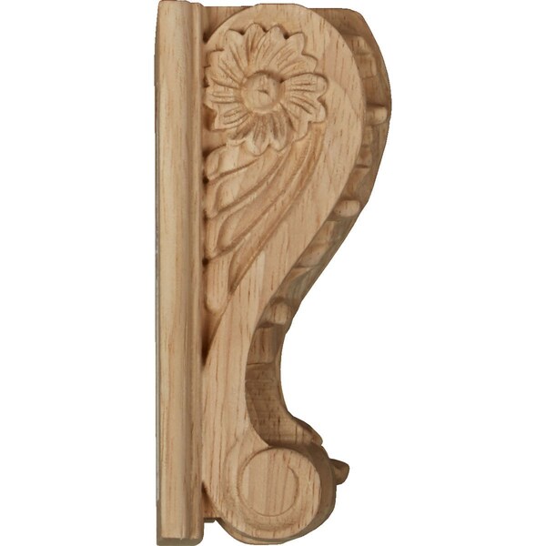 Ekena Millwork 3 1/2"W x 2"D x 4 1/2"H Small Acanthus Block w/ Backplate Wood Corbel, Rubberwood - CORW04X02X05ABRW