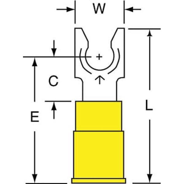 Terminal de horquilla aislante de vinilo de 3M para cable de calibre 12-10 con perno de calibre #10, paquete de 500 unidades - MVU10-10FLK