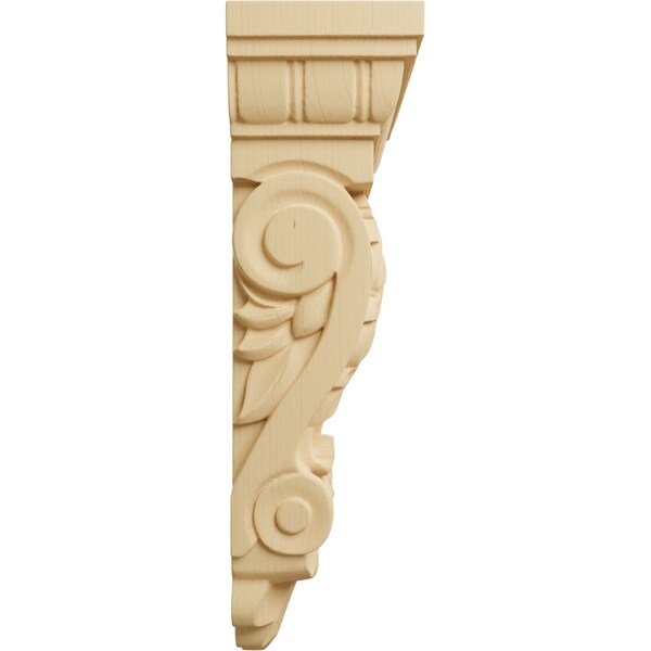 Ekena Millwork 5 1/8"W x 2 3/4"D x 9 3/4"H Thin Flowing Acanthus Corbel, Alder - COR05X02X09ACAL