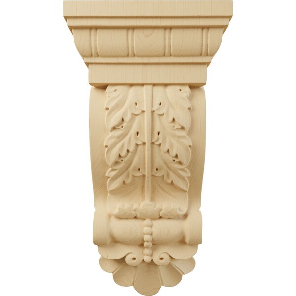 Ekena Millwork 5 1/8"W x 2 3/4"D x 9 3/4"H Thin Flowing Acanthus Corbel, Alder - COR05X02X09ACAL