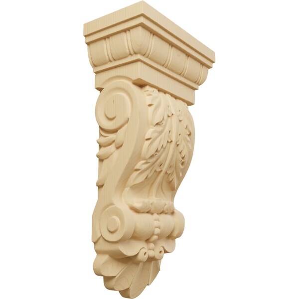 Ekena Millwork 5 1/8"W x 2 3/4"D x 9 3/4"H Thin Flowing Acanthus Corbel, Alder - COR05X02X09ACAL
