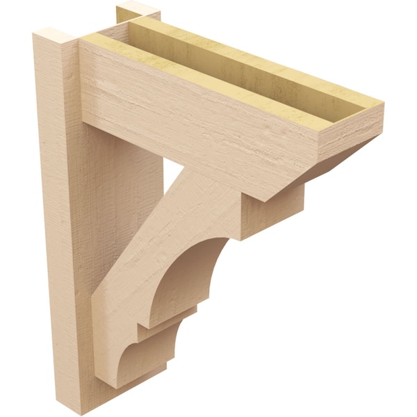 Ekena Millwork 6-in W x 16-in D x 20-in H Balboa Slat Rough Cedar Woodgrain TimberThane Outlooker, Primed Tan - OUTUR060X16X20BOA24RCPR